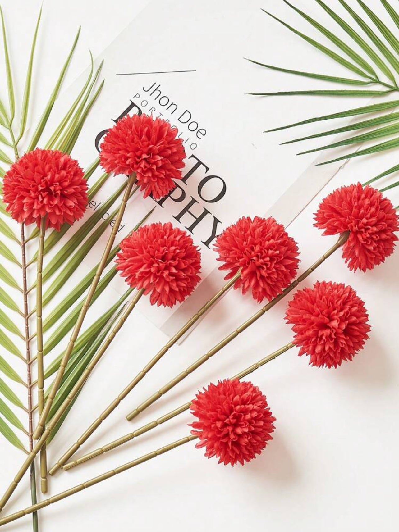 Fleurs en Soie Rouges (Lot de 5)