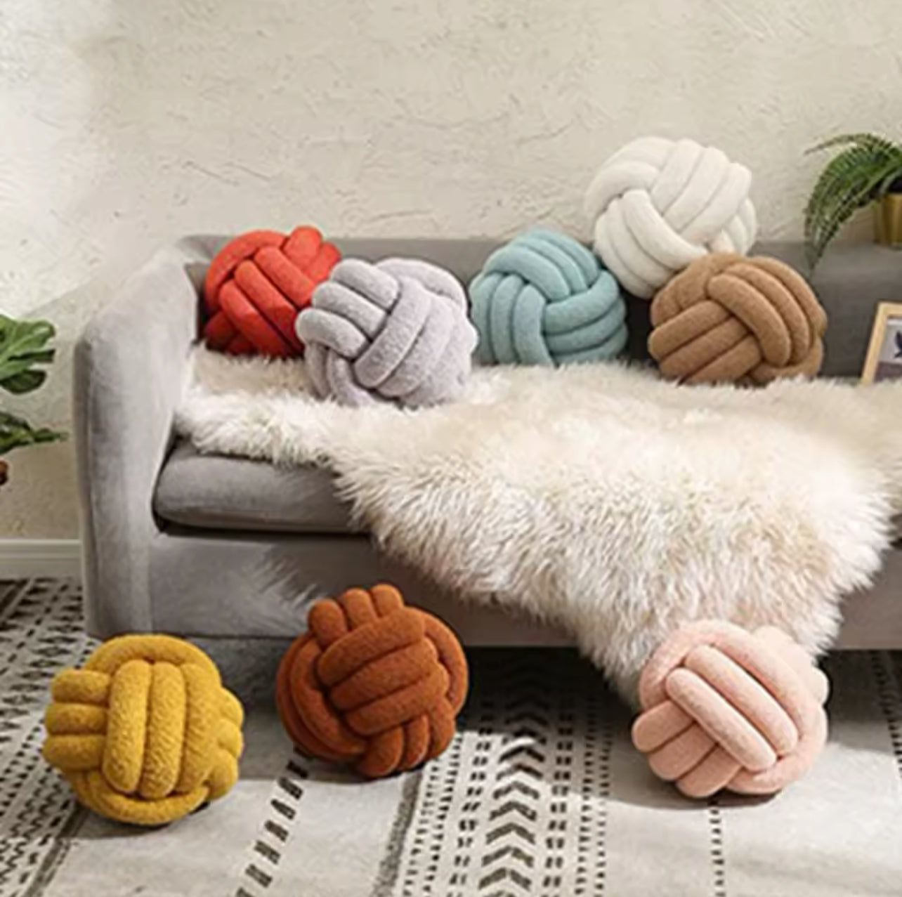 Coussin Boule Tressée