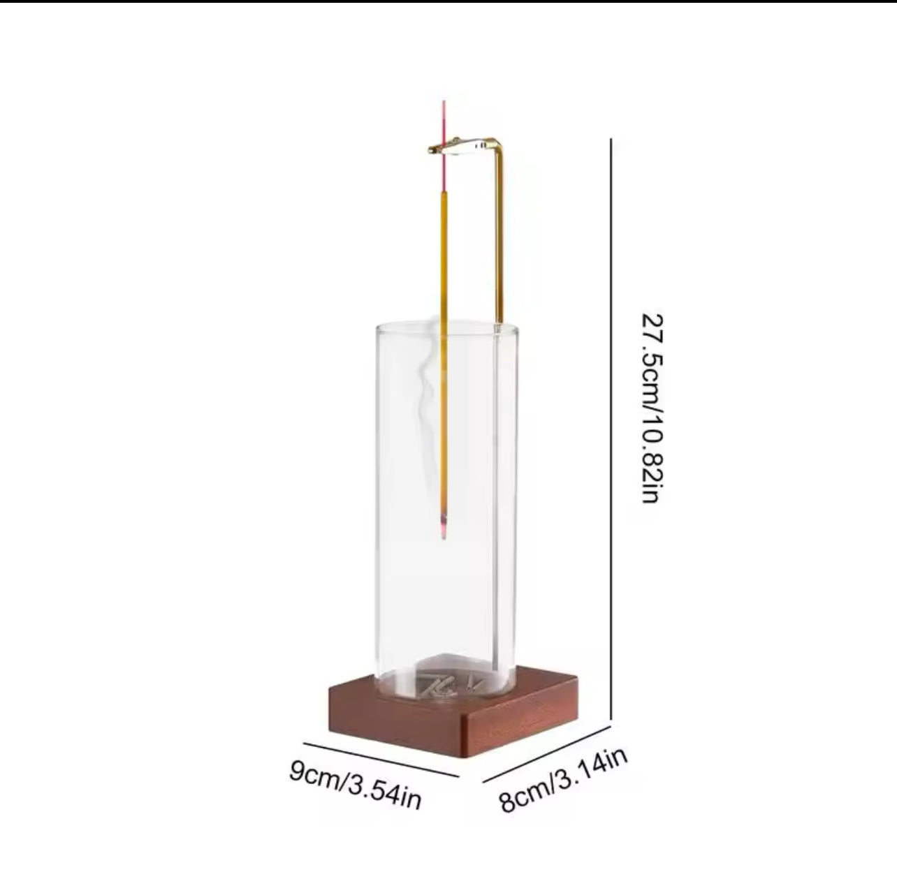 Porte Encens Tube Verre Bois