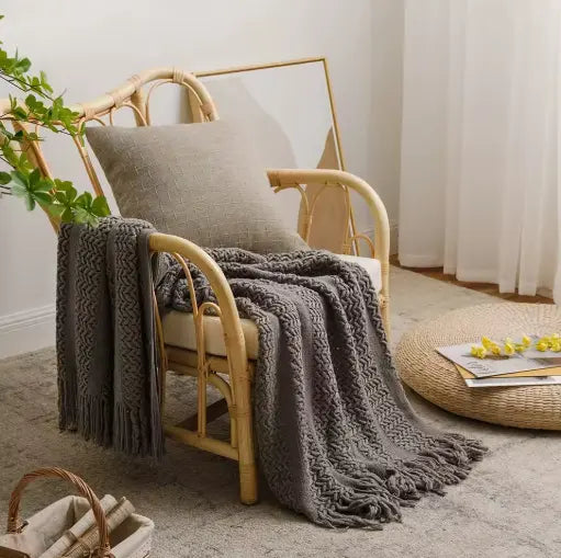 Plaid Tricoté Décoratif