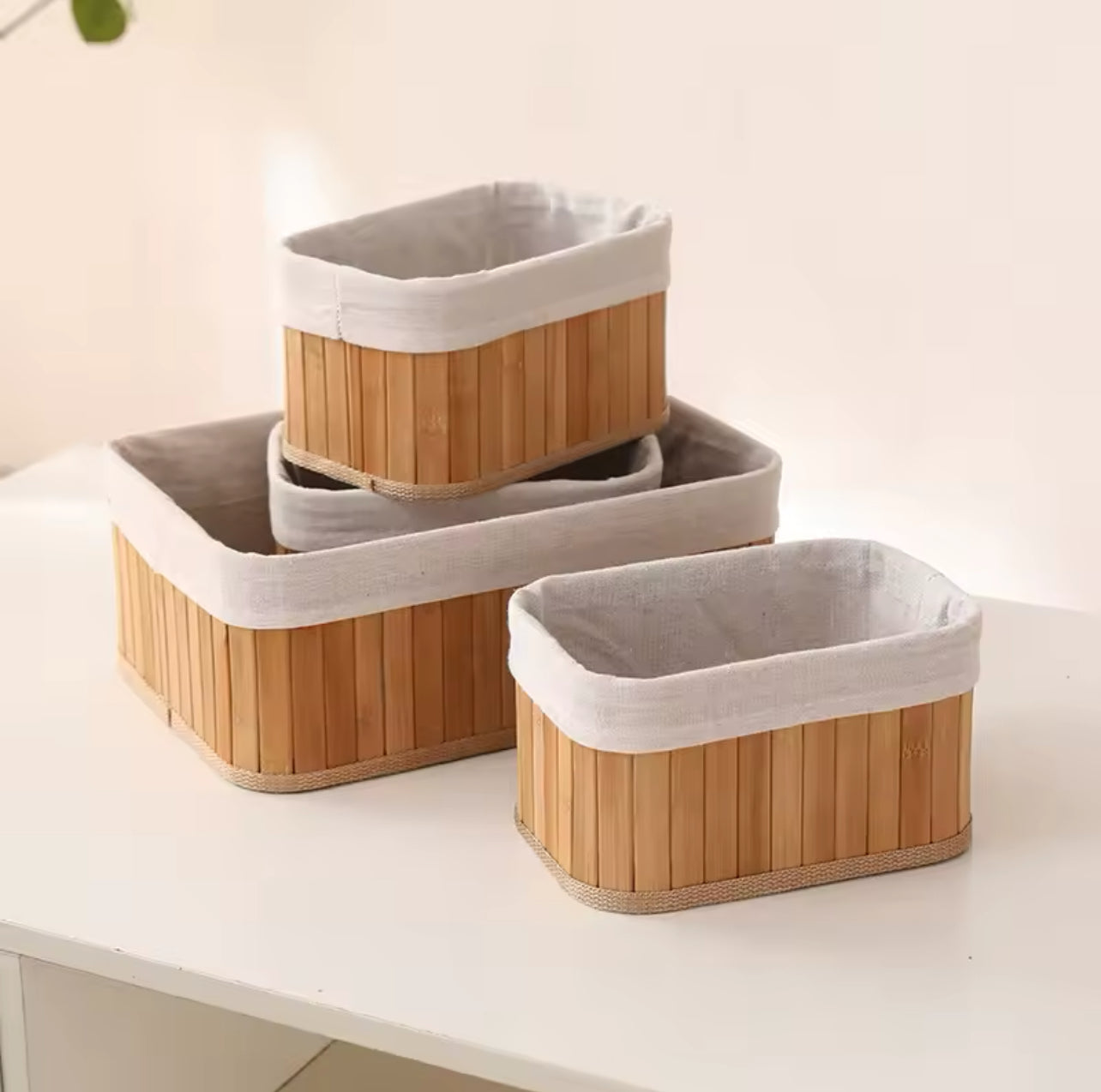 4 Boîtes Rangement Bambou